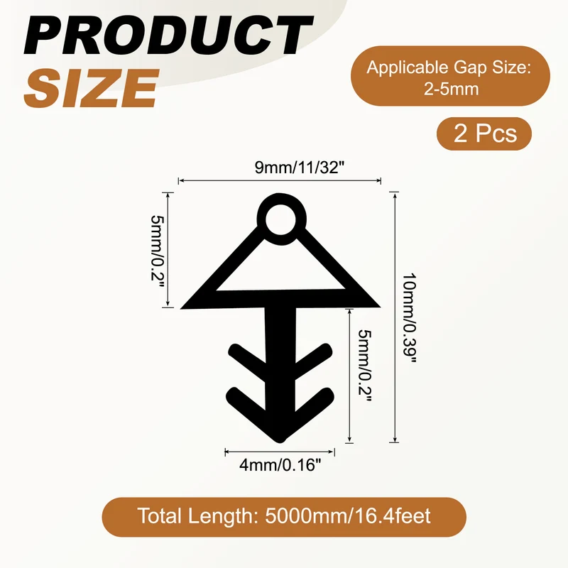 Kerf Weather Stripping Seal Strip (16.4ft x 11/32") - 2Pcs Tree Kerf, Brown