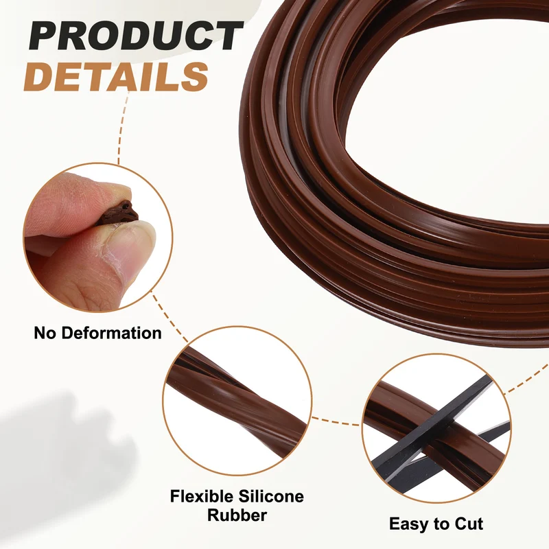 Kerf Weather Stripping Seal Strip (16.4ft x 11/32") - 2Pcs Tree Kerf, Brown