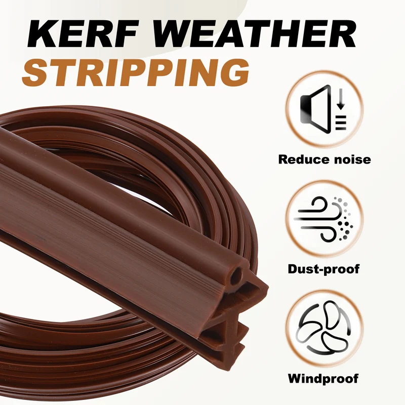 Kerf Weather Stripping Seal Strip (16.4ft x 11/32") - 2Pcs Tree Kerf, Brown