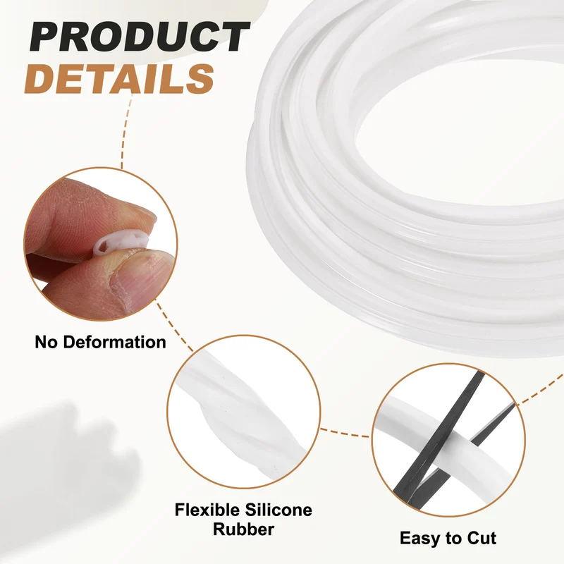 Kerf Weather Stripping Seal Strip (16.4ft x 3/8") - 2Pcs Double D Kerf, White
