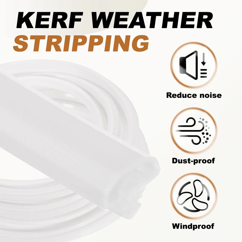 Kerf Weather Stripping Seal Strip (16.4ft x 3/8") - 2Pcs Double D Kerf, White