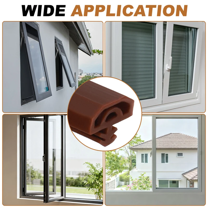 Kerf Weather Stripping Seal Strip (16.4ft x 3/8") - 2Pcs Double D Kerf, Brown