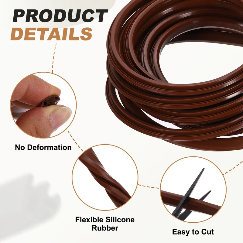 Kerf Weather Stripping Seal Strip (16.4ft x 3/8") - Double D Kerf, Brown