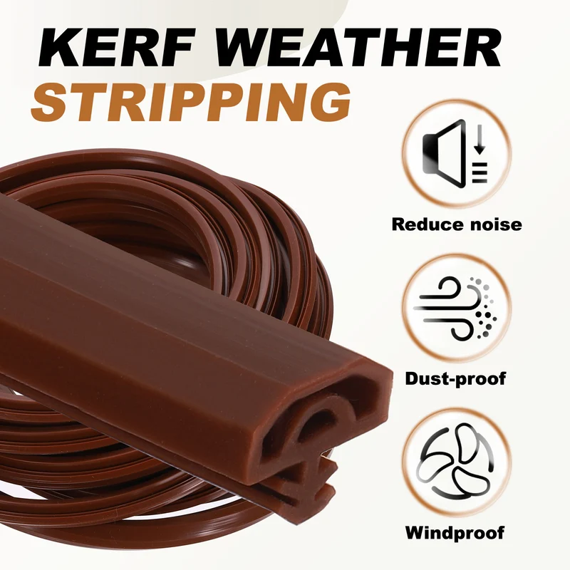Kerf Weather Stripping Seal Strip (16.4ft x 3/8") - Double D Kerf, Brown