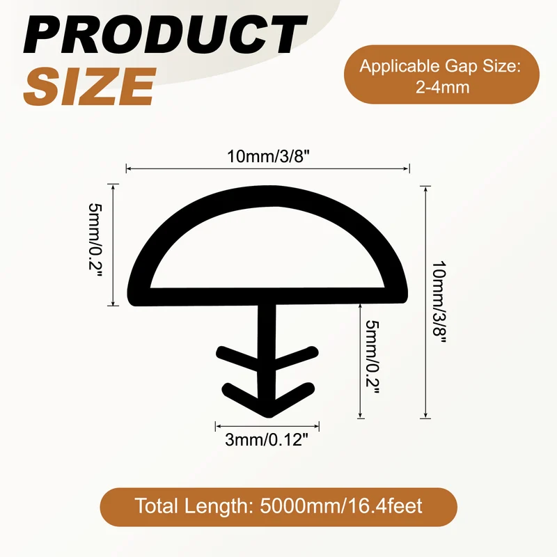 Kerf Weather Stripping Seal Strip, 16.4ft x 3/8" - Weatherstrip Seal, Brown
