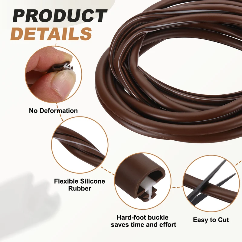 Kerf Weather Stripping Seal Strip, 16.4ft x 3/8" - Weatherstrip Seal, Brown