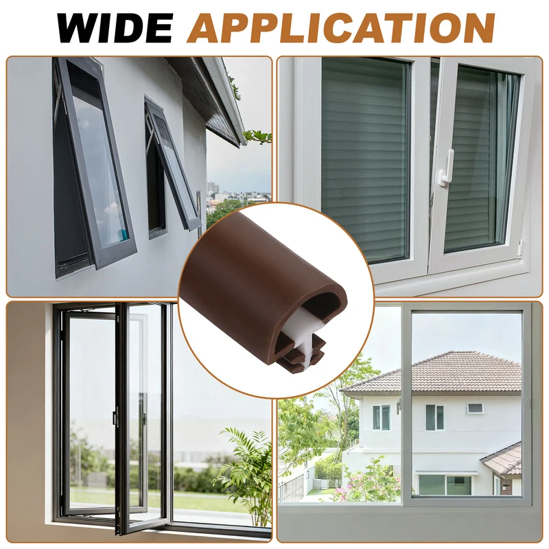 Kerf Weather Stripping Seal Strip, 16.4ft x 3/8" - Weatherstrip Seal, Brown
