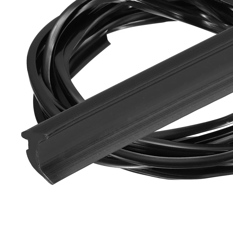 2Pcs Weather Stripping Door Seal Crescent-Shaped 3/32" Slot 16.4Ft Black
