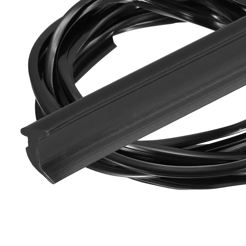 2Pcs Weather Stripping Door Seal Crescent-Shaped 1/16" Slot 16.4Ft Black