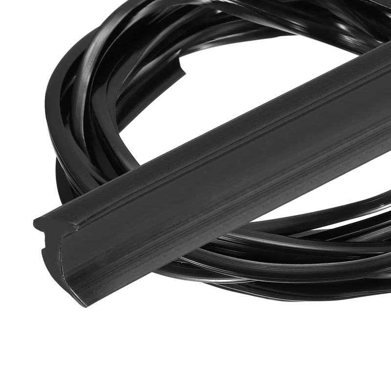 Weather Stripping Door Seal Crescent-Shaped 1/16" Slot 16.4Ft Black