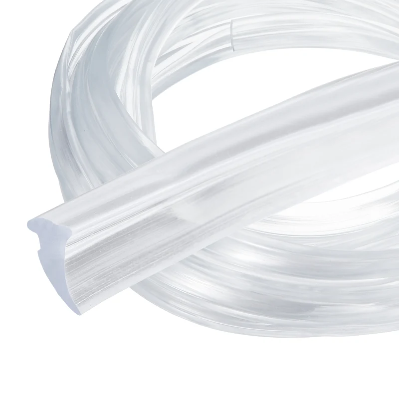 2Pcs Weather Stripping Door Seal Crescent-Shaped 3/16" Slot 16.4Ft Clear