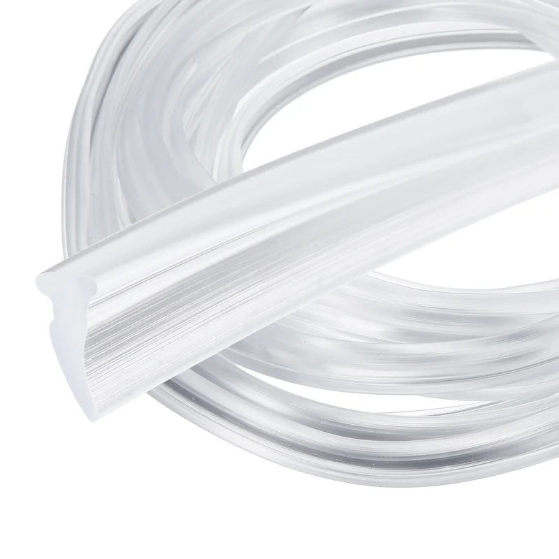 2Pcs Weather Stripping Door Seal Crescent-Shaped 13/64" Slot 16.4Ft Clear