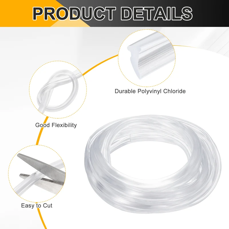 Weather Stripping Door Seal Crescent-Shaped 13/64" Slot 16.4Ft Clear