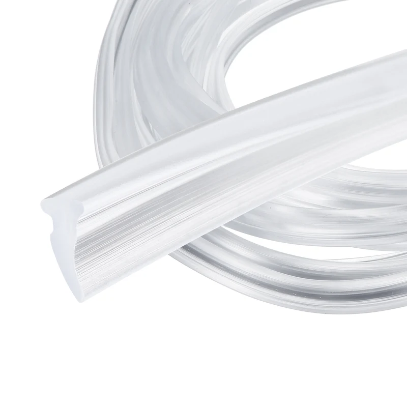 2Pcs Weather Stripping Door Seal Crescent-Shaped 5/32" Slot 16.4Ft Clear