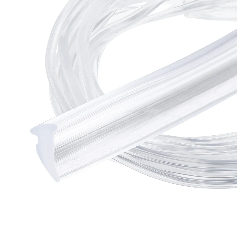 2Pcs Weather Stripping Door Seal Crescent-Shaped 9/64" Slot 16.4Ft Clear