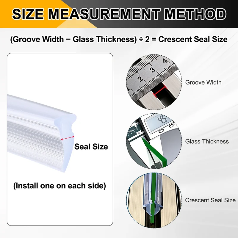 2Pcs Weather Stripping Door Seal Crescent-Shaped 9/64" Slot 16.4Ft Clear