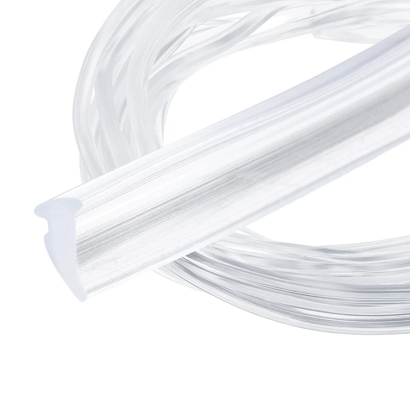 2Pcs Weather Stripping Door Seal Crescent-Shaped 1/8" Slot 16.4Ft Clear