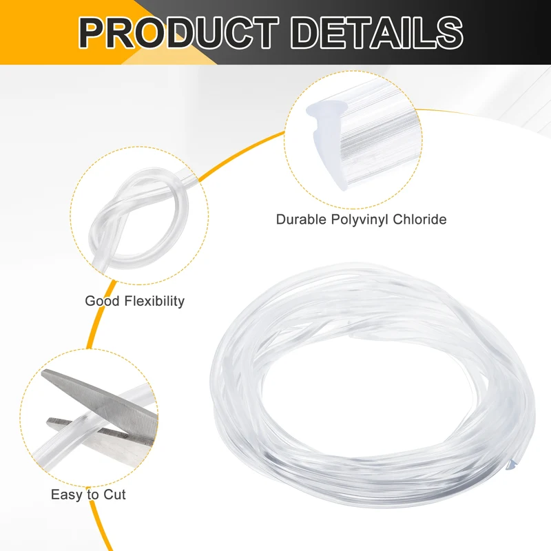 Weather Stripping Door Seal Crescent-Shaped 1/8" Slot 16.4Ft Clear