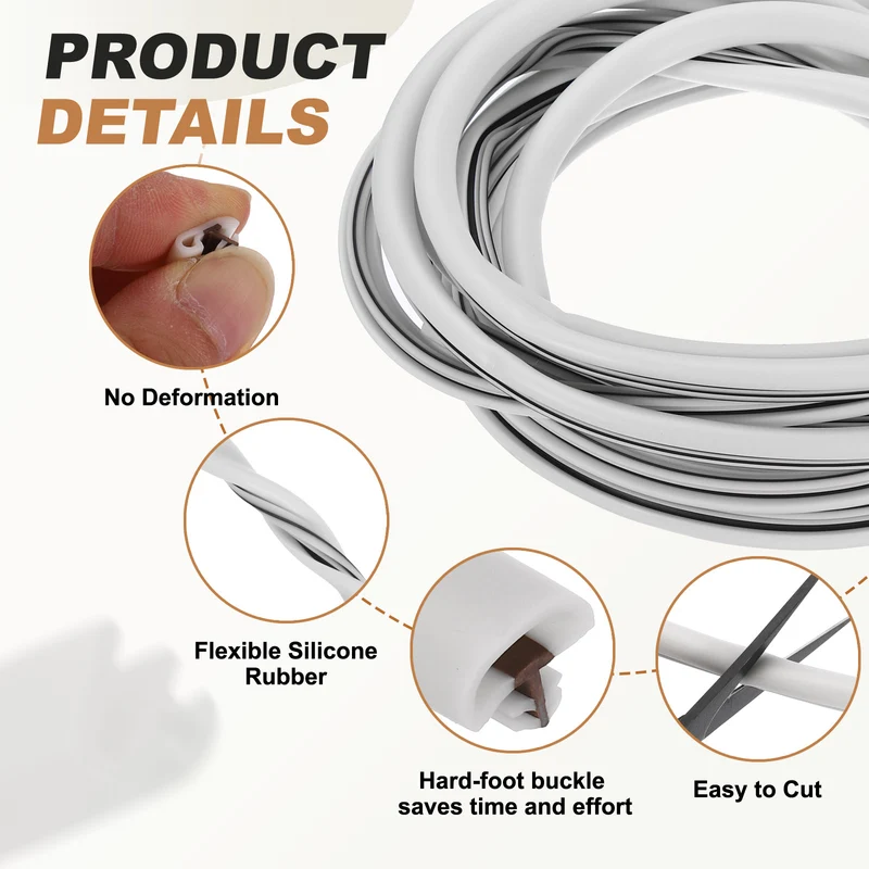 Kerf Weather Stripping Seal Strip, 16.4ft x 3/8" - Weatherstrip Seal, White