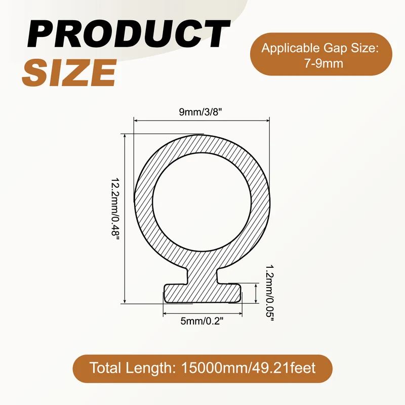 Kerf Weather Stripping Seal Strip (49.21ft x 3/8") - Bulb Bubble, White