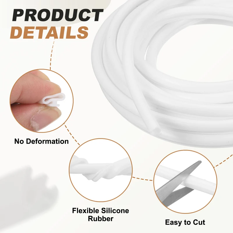 Kerf Weather Stripping Seal Strip (49.21ft x 3/8") - Bulb Bubble, White