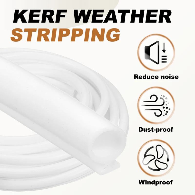 Kerf Weather Stripping Seal Strip (49.21ft x 3/8") - Bulb Bubble, White