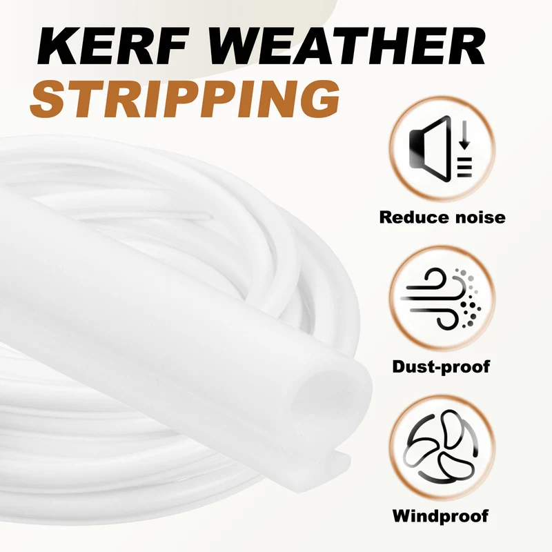 Kerf Weather Stripping Seal Strip (49.21ft x 5/16") - Bulb Bubble, White