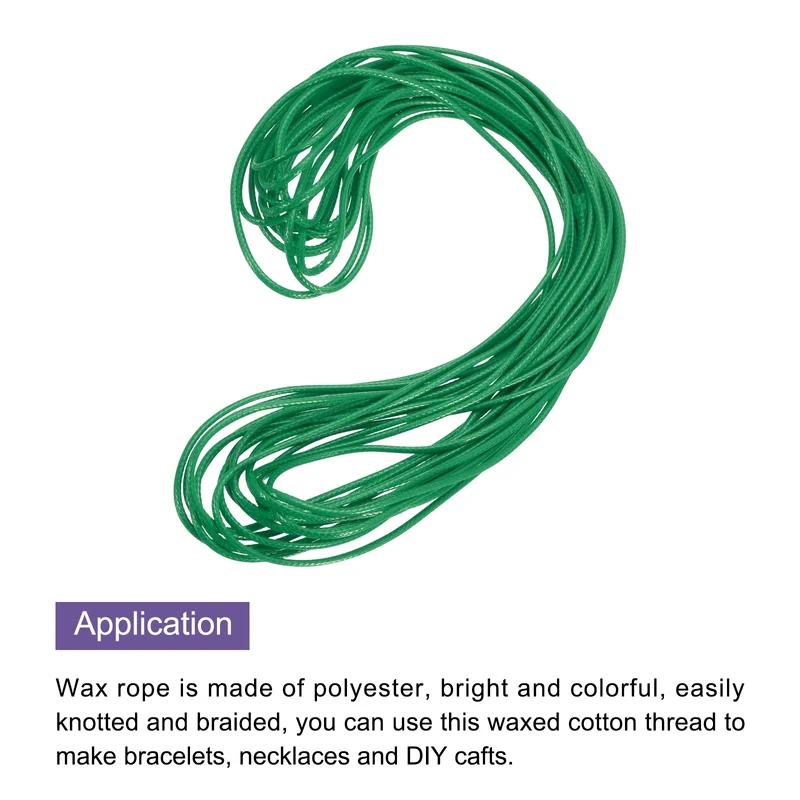 Green 2mm Waxed Cord 11 Yard Wax Bead Thread String for Jewelry Make