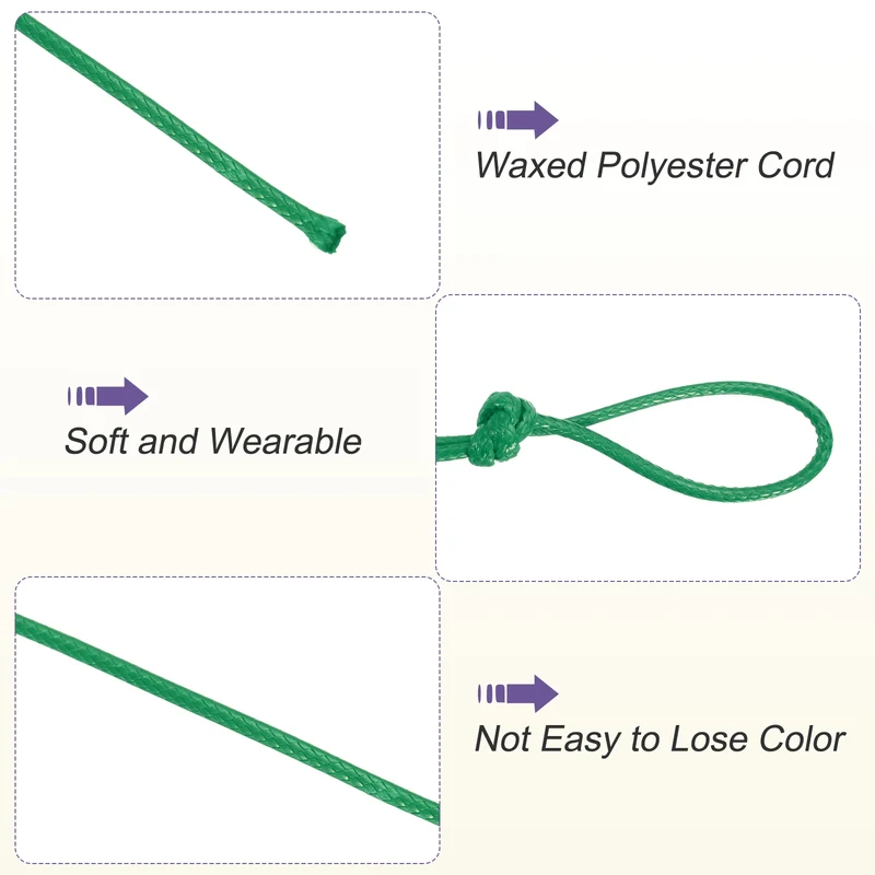 Green 2mm Waxed Cord 11 Yard Wax Bead Thread String for Jewelry Make