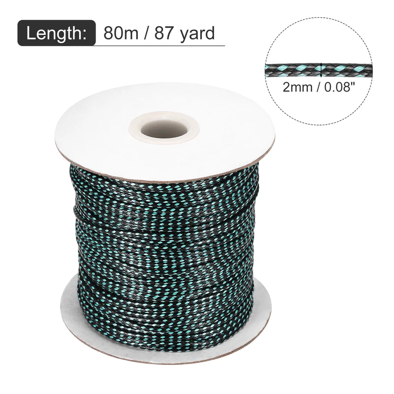 Waxed Cord 2mm Waxed Thread 87 Yard Wax String Leather Cord (Light Blue/Black)