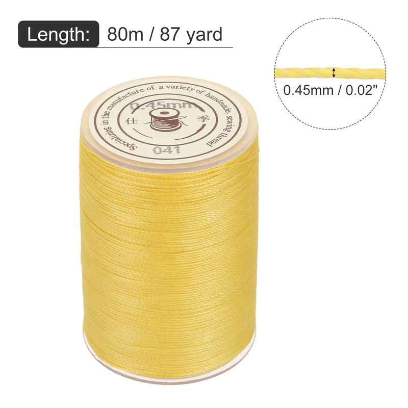 Waxed Cord 0.45mm Waxed Thread 87 Yard Wax String Leather Cord (Orange)
