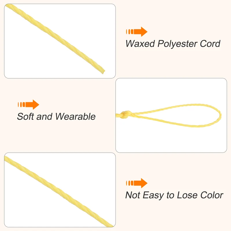 Waxed Cord 0.45mm Waxed Thread 87 Yard Wax String Leather Cord (Orange)