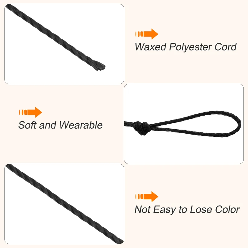 Waxed Cord 0.45mm Waxed Thread 87 Yard Wax String Leather Cord (Black)