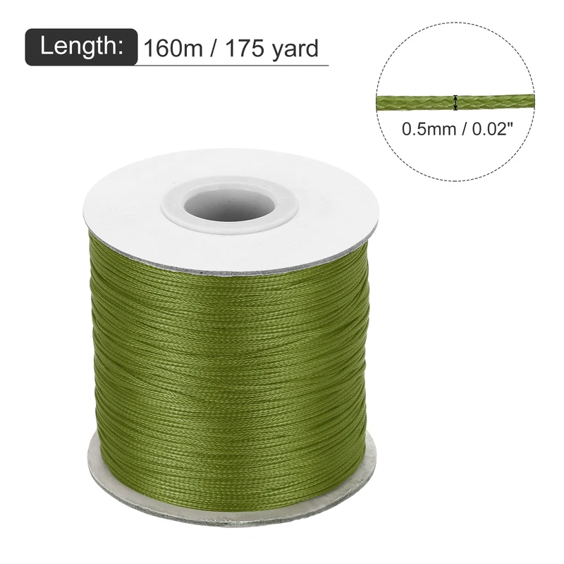 Army Green 0.5mm Waxed Cord 175 Yard Wax Bead Thread String for Jewelry