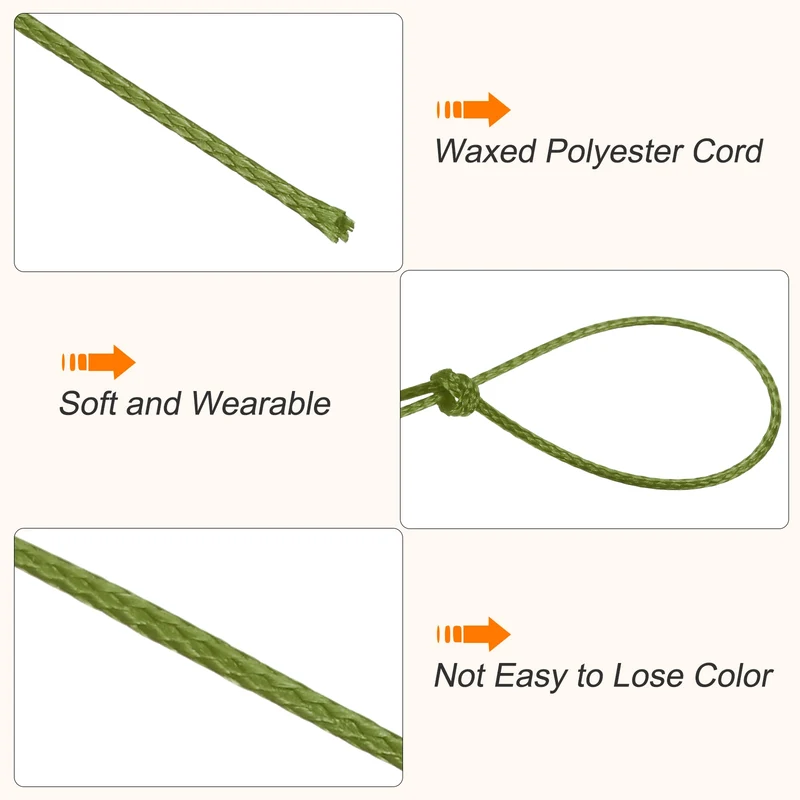 Army Green 0.5mm Waxed Cord 175 Yard Wax Bead Thread String for Jewelry