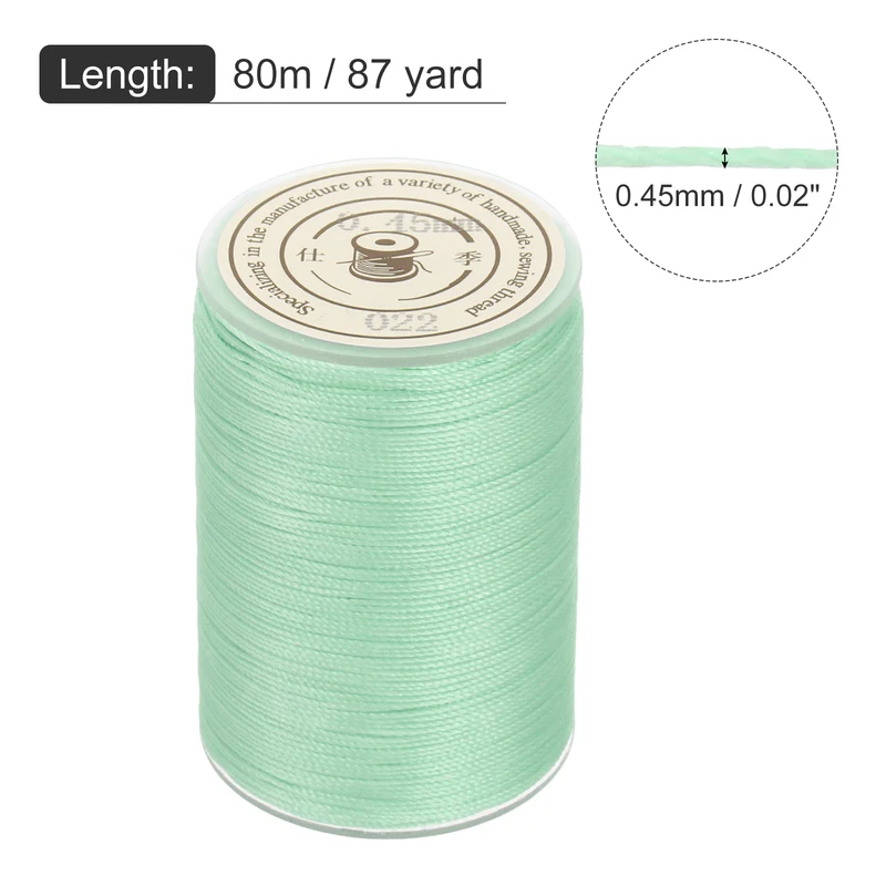 Waxed Cord 0.45mm Waxed Thread 87 Yard Wax String Leather Cord (Grass Green)