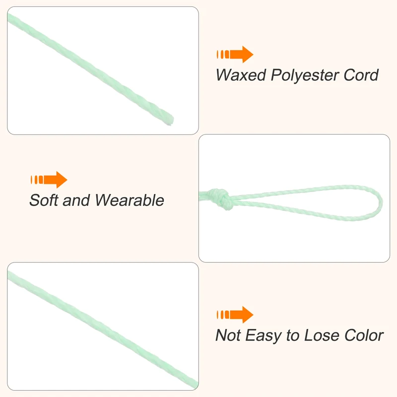 Waxed Cord 0.45mm Waxed Thread 87 Yard Wax String Leather Cord (Grass Green)