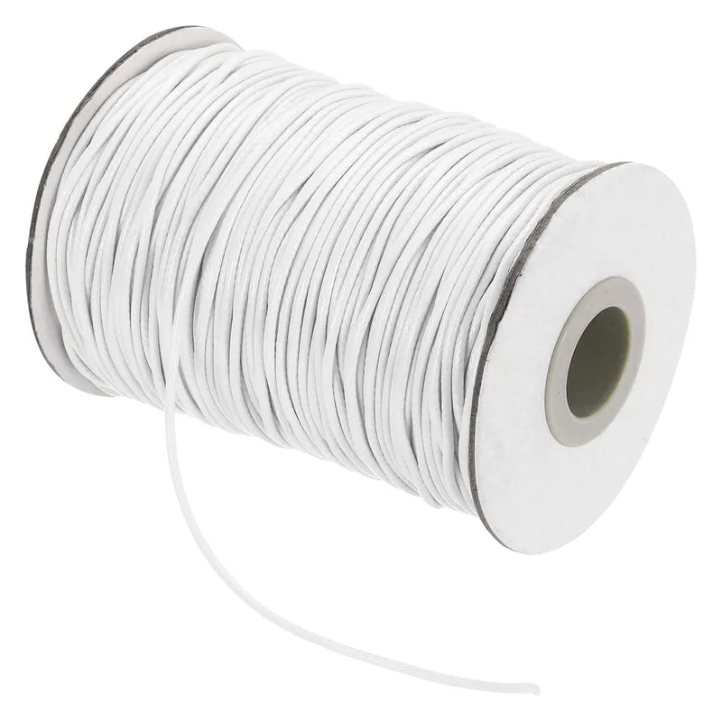 Waxed Cord 1.5mm Waxed Thread 87 Yard Wax String Leather Cord (White)