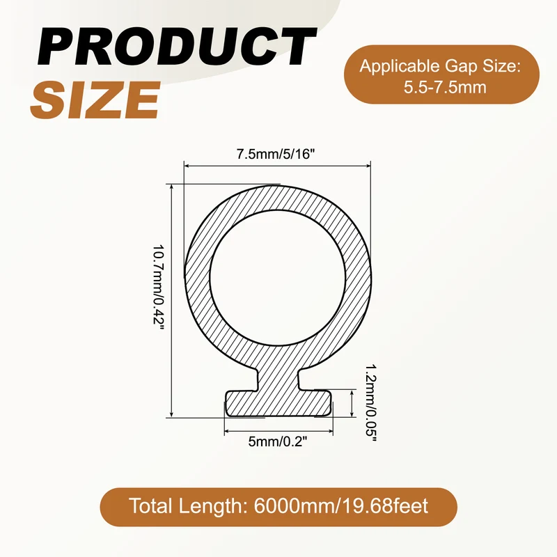 Kerf Weather Stripping Seal Strip (19.68ft x 5/16") - Bulb Bubble, White
