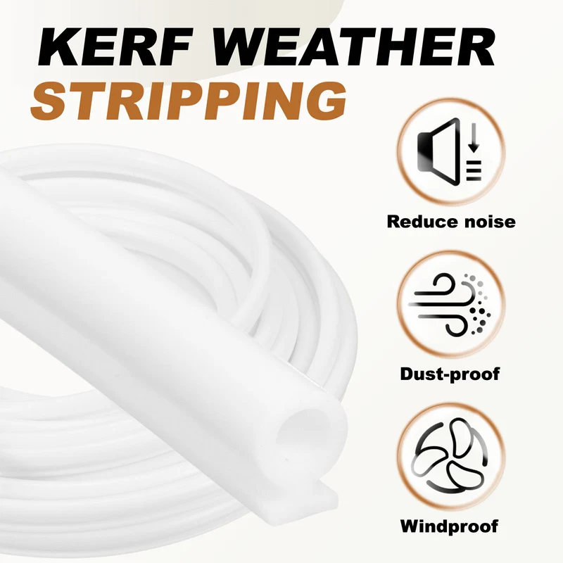 Kerf Weather Stripping Seal Strip (49.21ft x 1/4") - Bulb Bubble, White