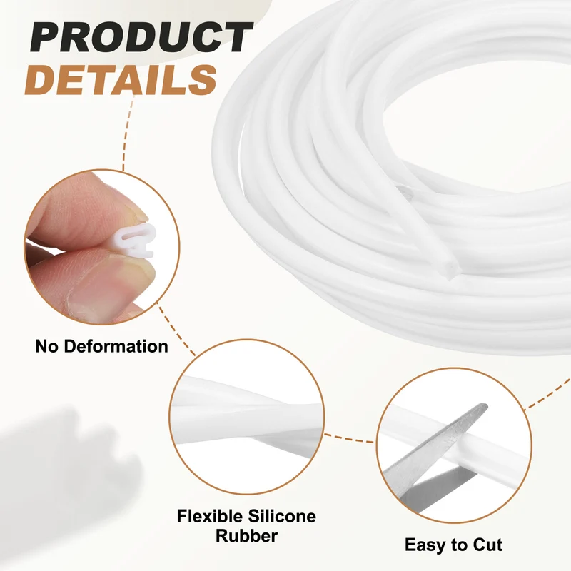Kerf Weather Stripping Seal Strip (19.68ft x 1/4") - Bulb Bubble, White