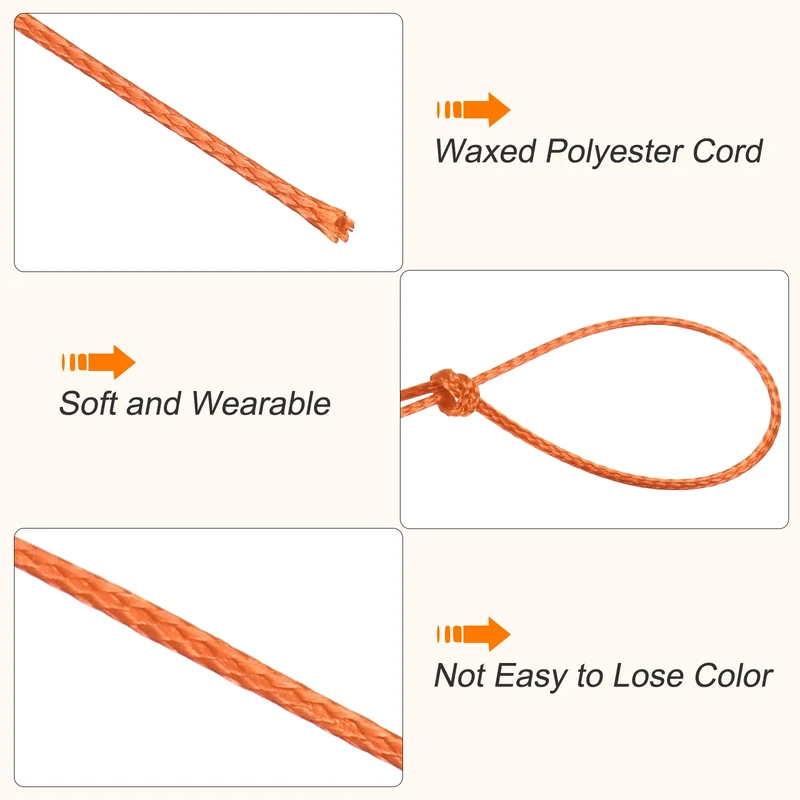 Orange Red 0.5mm Waxed Cord 175 Yard Wax Bead Thread String for Jewelry