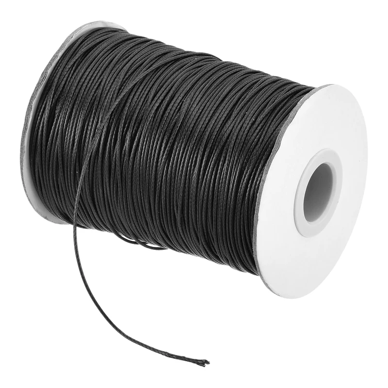 Black 0.8mm Waxed Cord 175 Yard Wax Bead Thread String for Jewelry Make