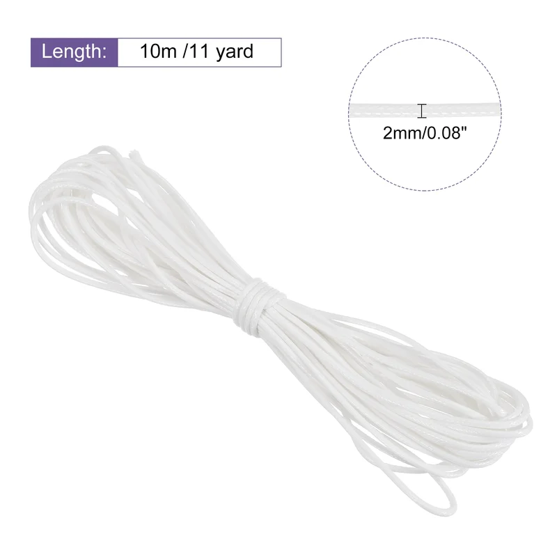 White 2mm Waxed Cord 11 Yard Wax Bead Thread String for Jewelry Make