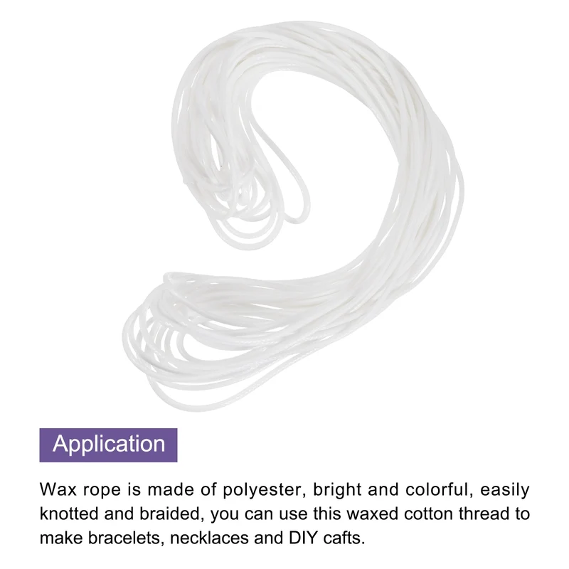 White 2mm Waxed Cord 11 Yard Wax Bead Thread String for Jewelry Make