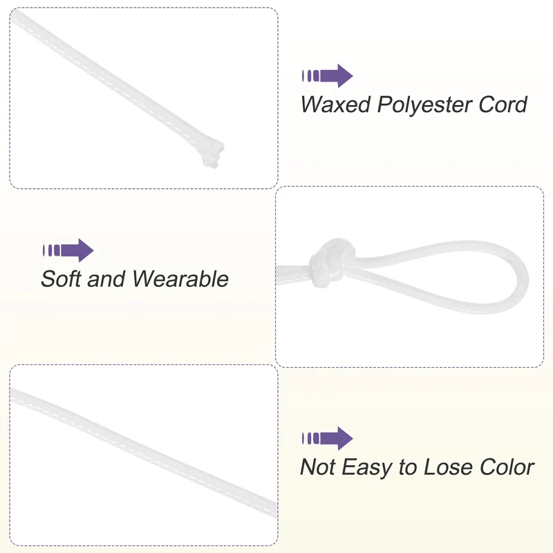 White 2mm Waxed Cord 11 Yard Wax Bead Thread String for Jewelry Make
