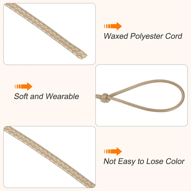 Waxed Cord 3.5mm Waxed Thread 44 Yard Wax String Leather Cord (Khaki)