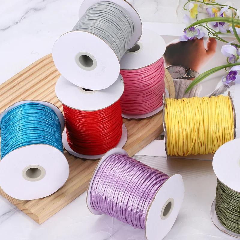Waxed Cord 3.5mm Waxed Thread 44 Yard Wax String Leather Cord (Khaki)