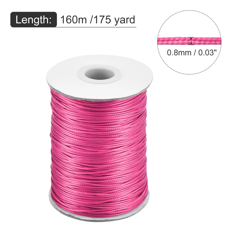 Light Rose Red 0.8mm Waxed Cord 175 Yard Wax Bead Thread String for Jewelry Make