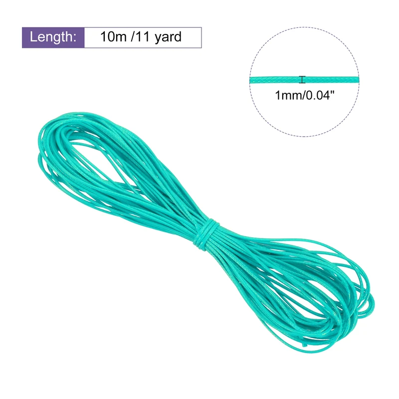 Bright Green 1mm Waxed Cord 11 Yard Wax Bead Thread String for Jewelry Make